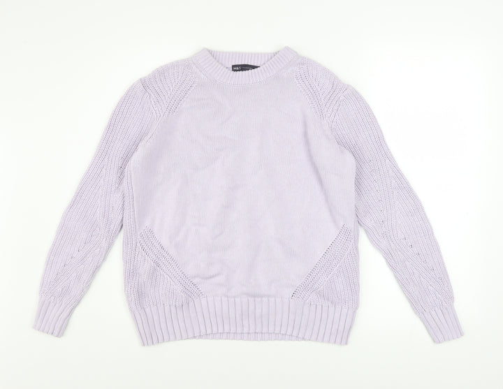 Marks and Spencer Women’s Purple Cotton Crew Neck Jumper Size S
