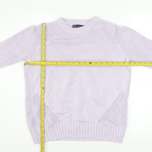 Marks and Spencer Women’s Purple Cotton Crew Neck Jumper Size S