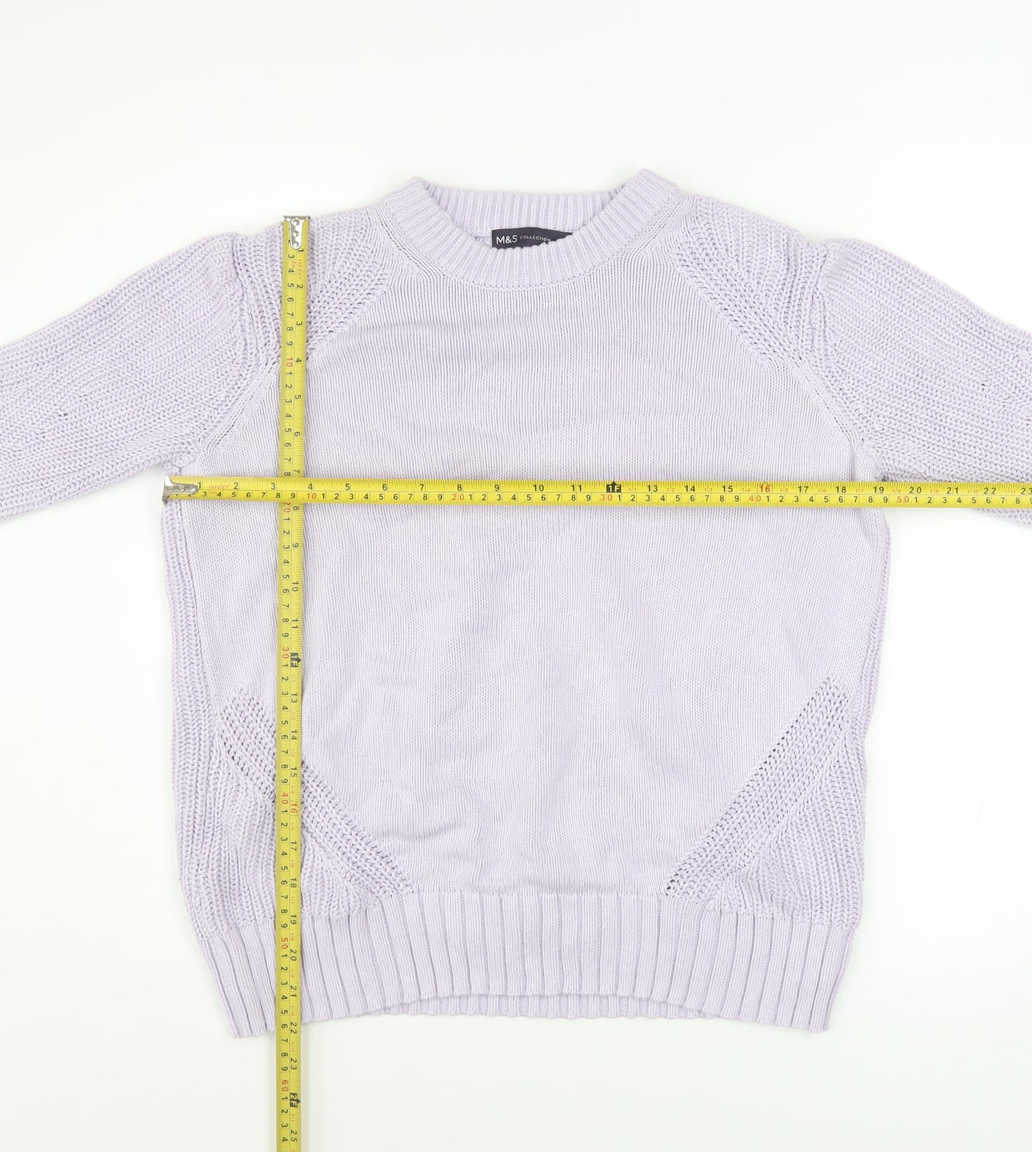Marks and Spencer Women’s Purple Cotton Crew Neck Jumper Size S