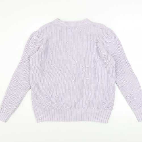 Marks and Spencer Women’s Purple Cotton Crew Neck Jumper Size S