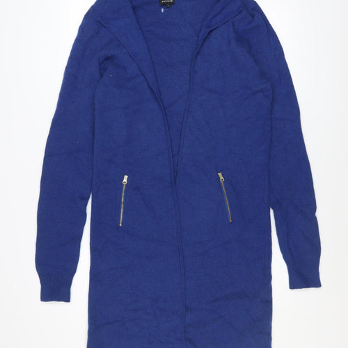 Jaeger Women Blue Longline Zip Cardigan Knit L