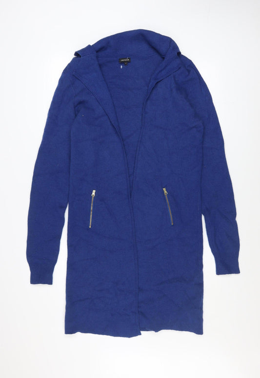 Jaeger Women Blue Longline Zip Cardigan Knit L
