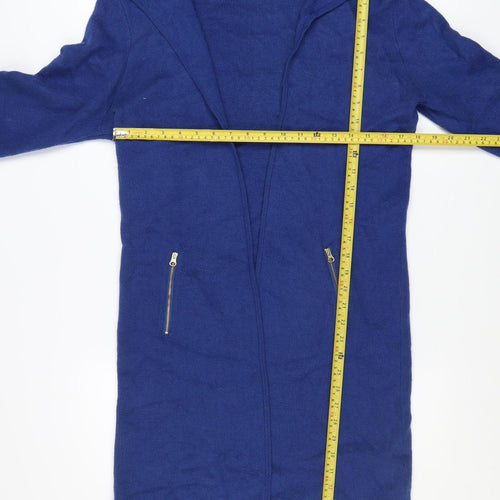 Jaeger Women Blue Longline Zip Cardigan Knit L