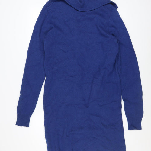 Jaeger Women Blue Longline Zip Cardigan Knit L