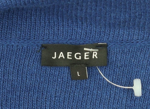 Jaeger Women Blue Longline Zip Cardigan Knit L