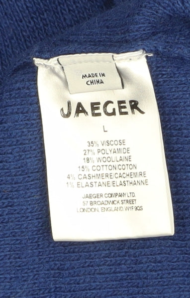 Jaeger Women Blue Longline Zip Cardigan Knit L