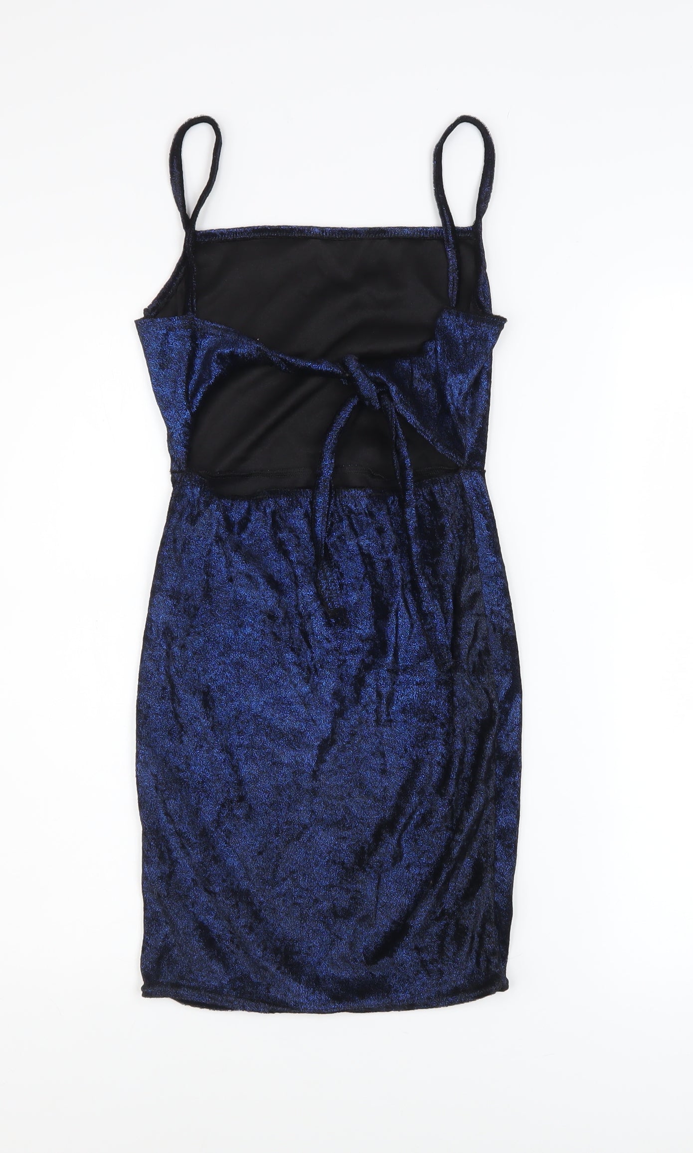 PrettyLittleThing Womens Blue Velvet Bodycon Dress Size 6