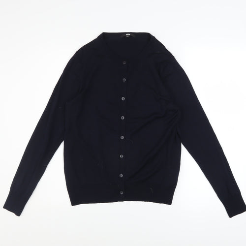 Uniqlo Women's Black Wool Button Cardigan M Knitwear
