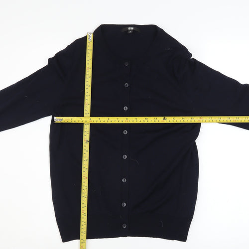 Uniqlo Women's Black Wool Button Cardigan M Knitwear