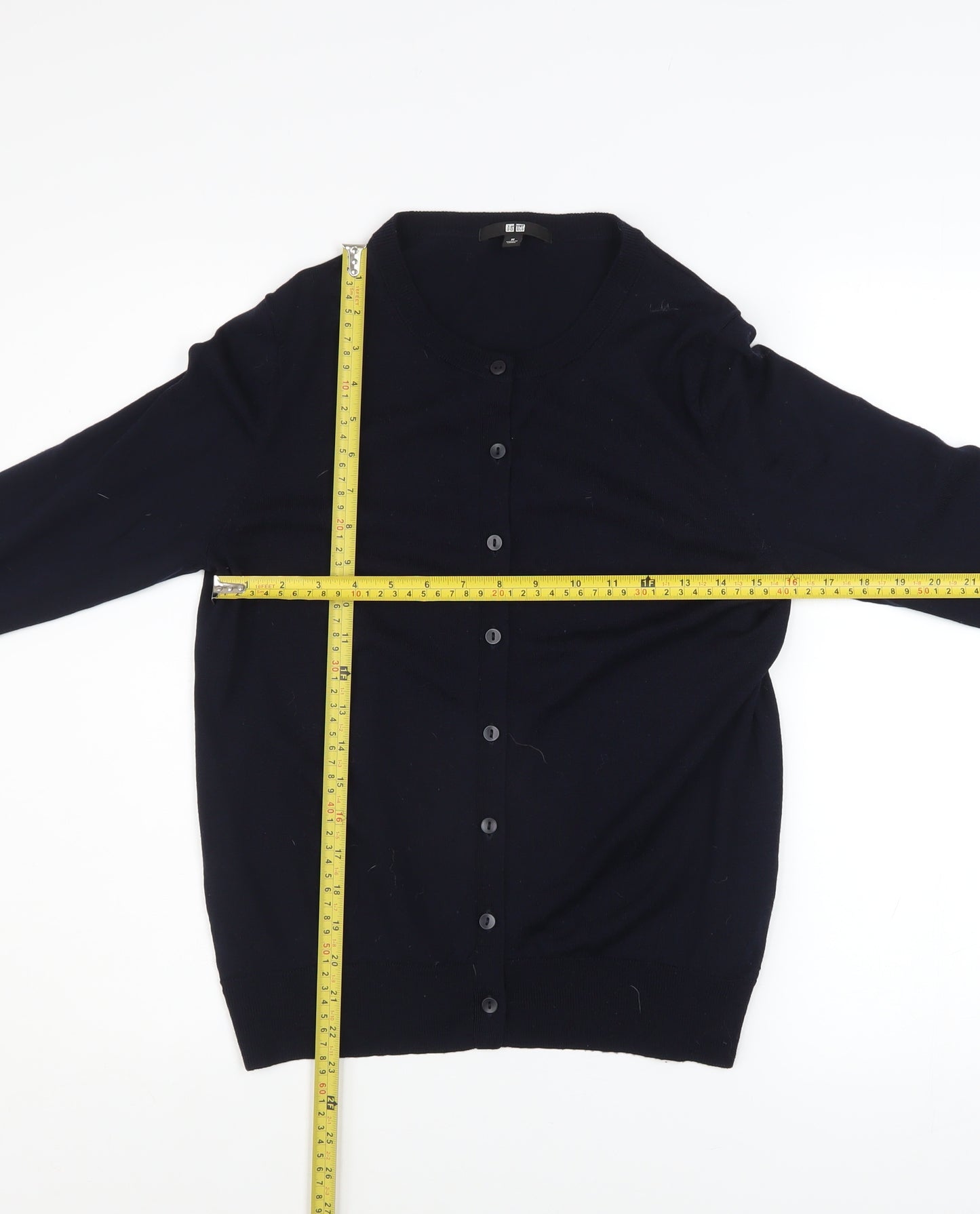Uniqlo Women's Black Wool Button Cardigan M Knitwear