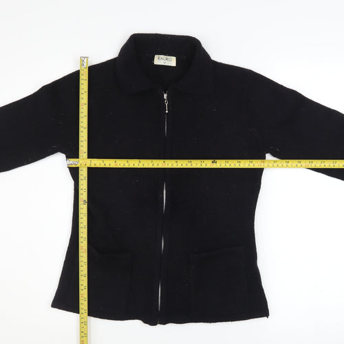 Kaliko Womens Black Wool Blend Zip Jacket Size 12 Classic Knit