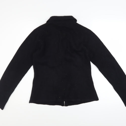 Kaliko Womens Black Wool Blend Zip Jacket Size 12 Classic Knit