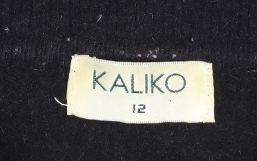 Kaliko Womens Black Wool Blend Zip Jacket Size 12 Classic Knit