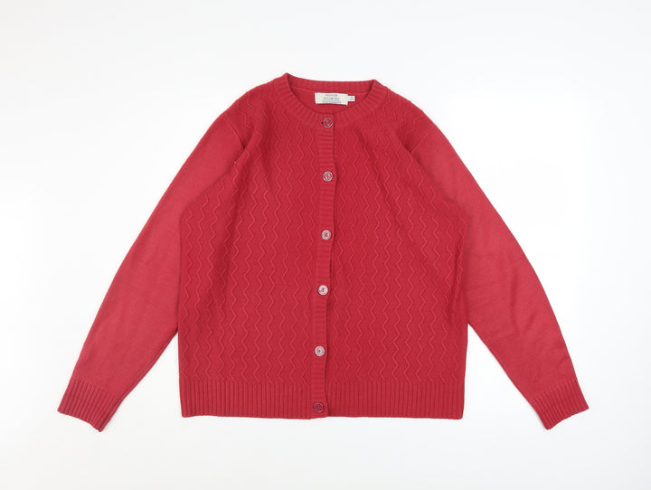 Honor Millburn Women's Red Knit Button Cardigan Size 14