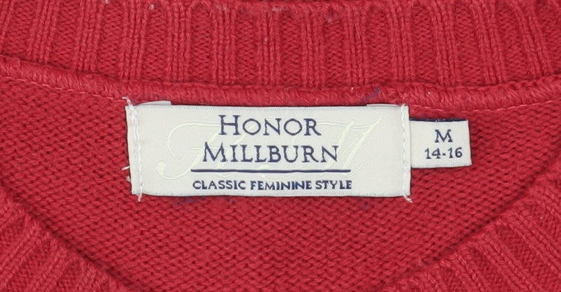 Honor Millburn Women's Red Knit Button Cardigan Size 14