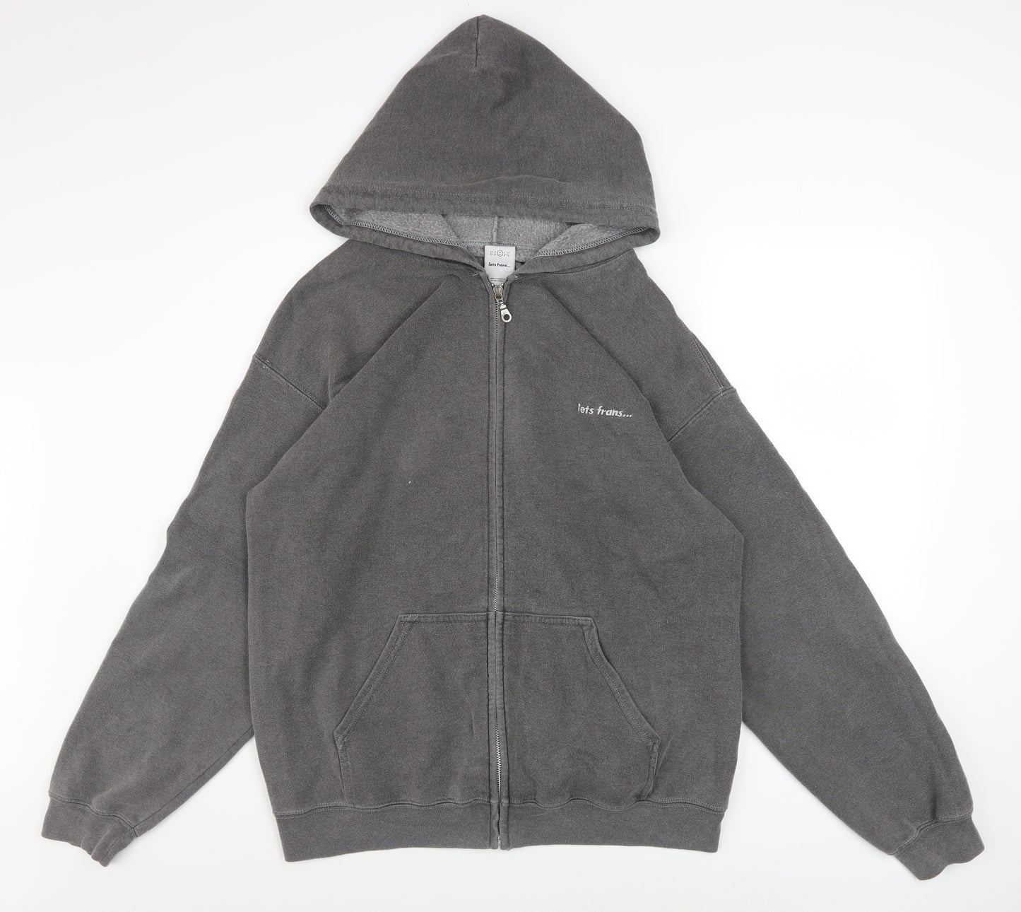 iets frans... Men Grey M Basic Zip Hoodie Jacket
