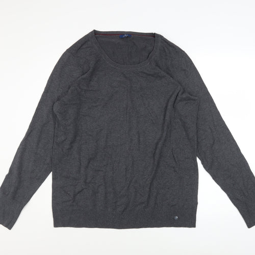 Tom Tailor Men's Grey 3XL Crew Neck Cotton Blend Jumper