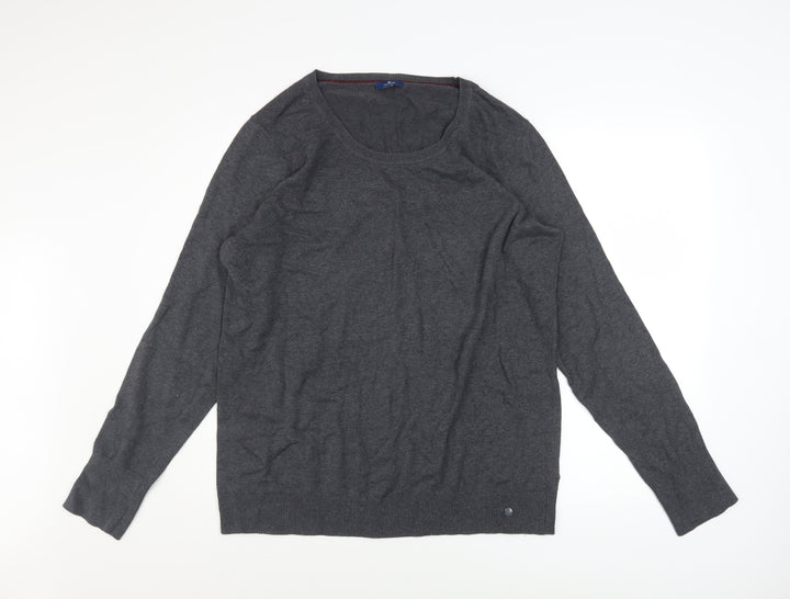 Tom Tailor Men's Grey 3XL Crew Neck Cotton Blend Jumper