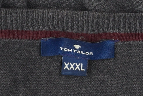 Tom Tailor Men's Grey 3XL Crew Neck Cotton Blend Jumper