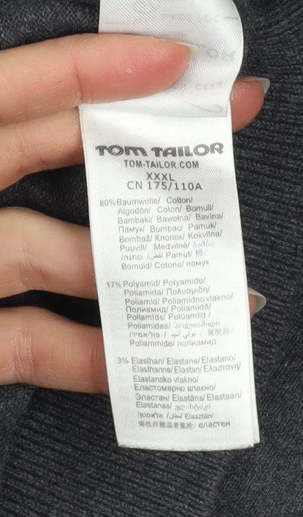 Tom Tailor Men's Grey 3XL Crew Neck Cotton Blend Jumper