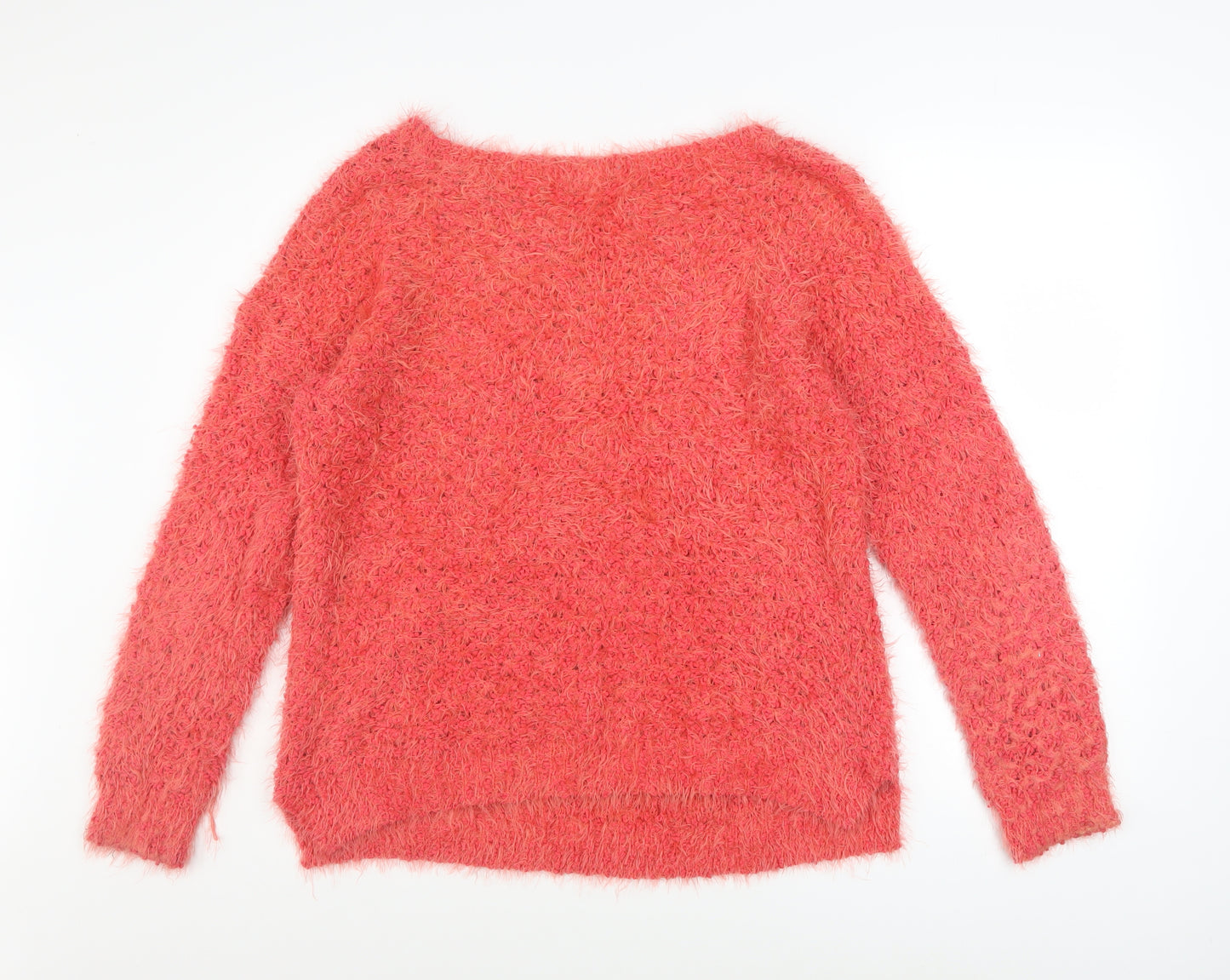 F&F Women Pink Long Sleeve Fluffy Knit Jumper UK 14