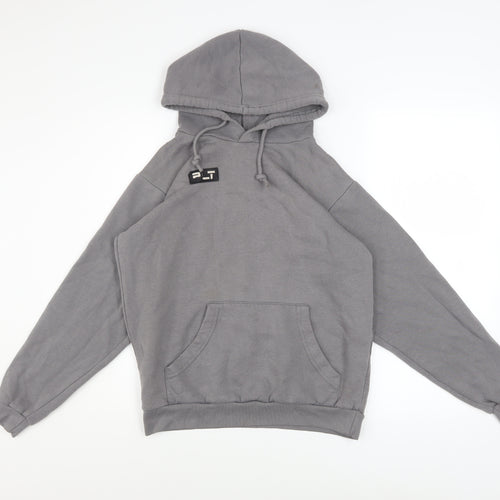 PrettyLittleThing Womens Grey Size 8 Pullover Hoodie Cotton Blend