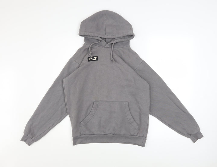 PrettyLittleThing Womens Grey Size 8 Pullover Hoodie Cotton Blend