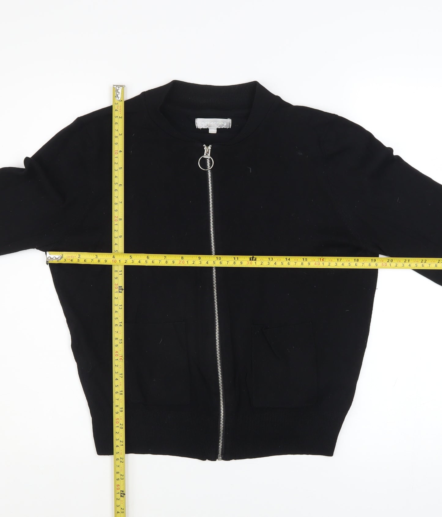 Red Herring Women’s Black Size 14 Full Zip Knit Casual Jacket