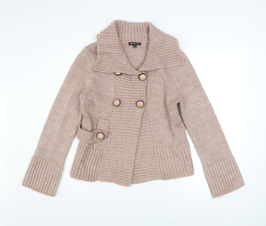 Chaudry KC Women’s Beige Knit Button Pea Coat Jacket Medium