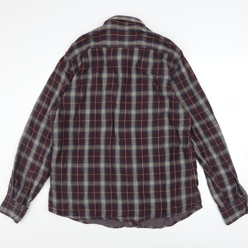 Marks and Spencer North Coast Men's Brown Check Cotton Shirt L