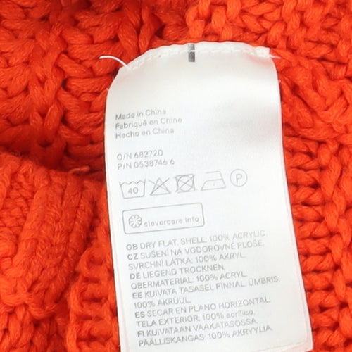 H&M Women Orange Cable-Knit Crew Neck Pullover Jumper Size 12