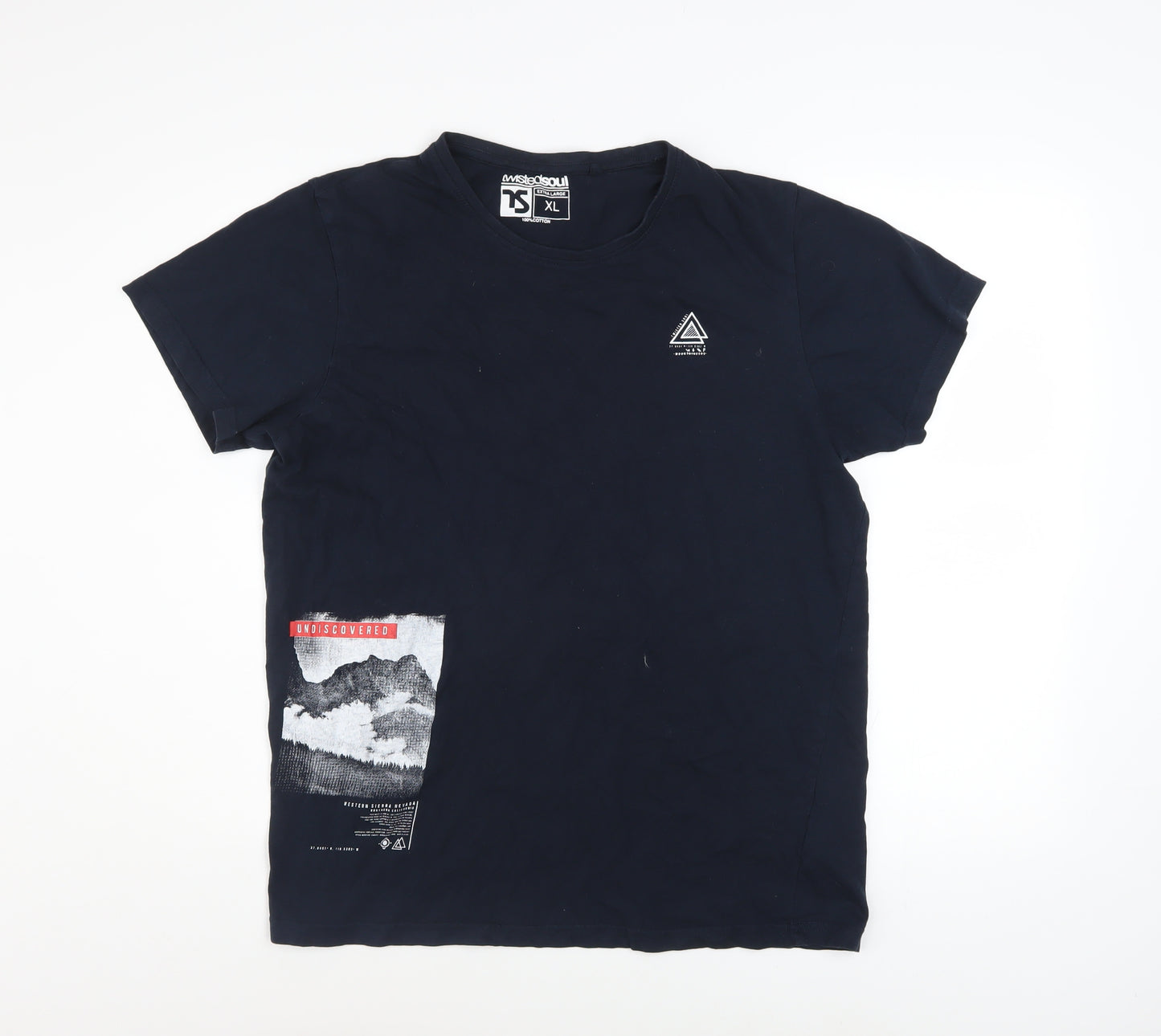 Twisted Soul Men's Navy Graphic Print Cotton T-Shirt XL