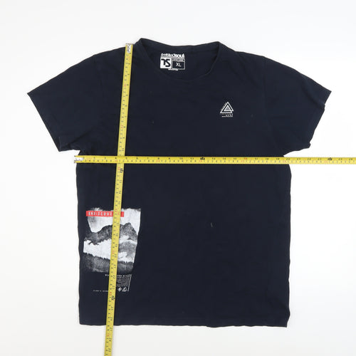 Twisted Soul Men's Navy Graphic Print Cotton T-Shirt XL