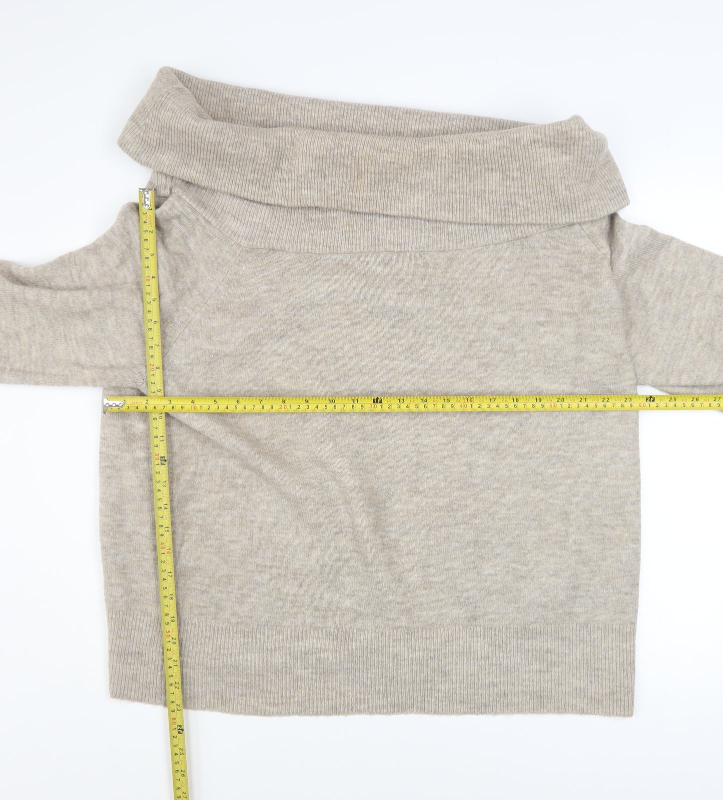 V by Very Women's Beige Cowl Neck Long Sleeve Knit Jumper Size 18