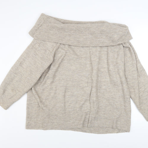V by Very Women's Beige Cowl Neck Long Sleeve Knit Jumper Size 18