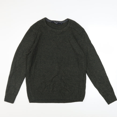 Kensington Eastside Men's Green L Crew Neck Acrylic Knit Jumper