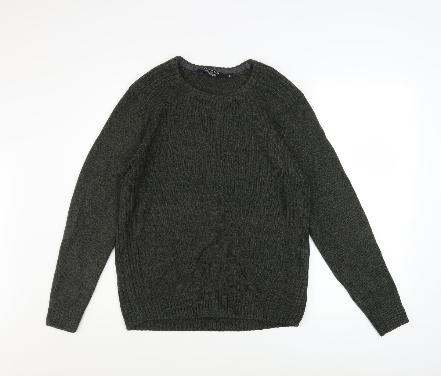 Kensington Eastside Men's Green L Crew Neck Acrylic Knit Jumper