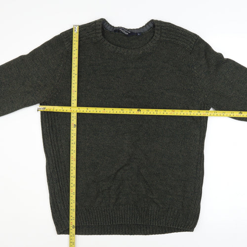 Kensington Eastside Men's Green L Crew Neck Acrylic Knit Jumper