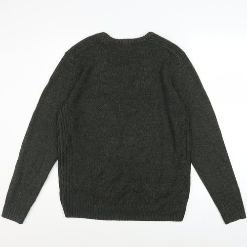 Kensington Eastside Men's Green L Crew Neck Acrylic Knit Jumper