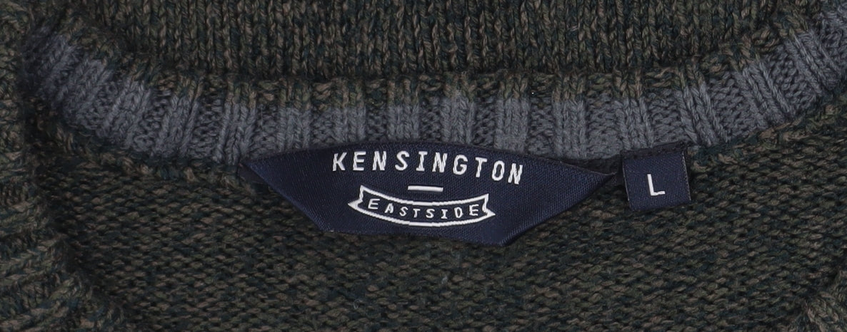 Kensington Eastside Men's Green L Crew Neck Acrylic Knit Jumper