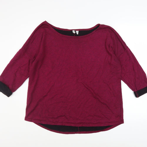 H&M Women Burgundy 3/4 Sleeve Pullover Sweatshirt Size L