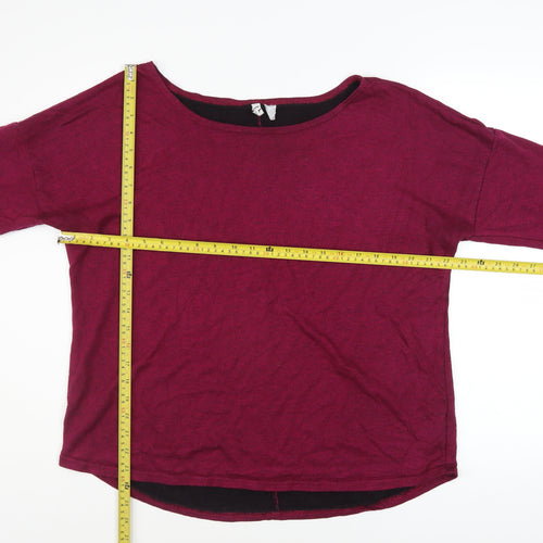 H&M Women Burgundy 3/4 Sleeve Pullover Sweatshirt Size L