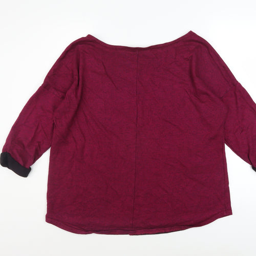 H&M Women Burgundy 3/4 Sleeve Pullover Sweatshirt Size L