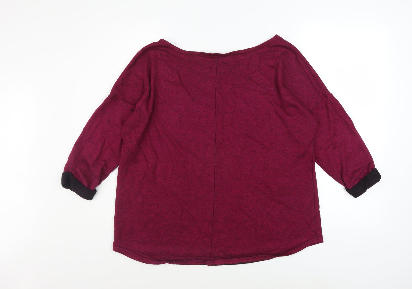 H&M Women Burgundy 3/4 Sleeve Pullover Sweatshirt Size L