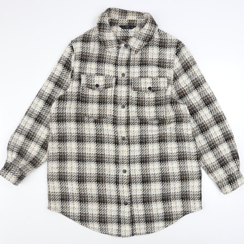F&F Women’s Multicoloured Check Tweed Shacket Jacket Size 18