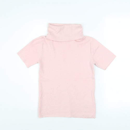 Pink Vanilla Women’s Pink Roll Neck Short Sleeve Jersey Top M/L