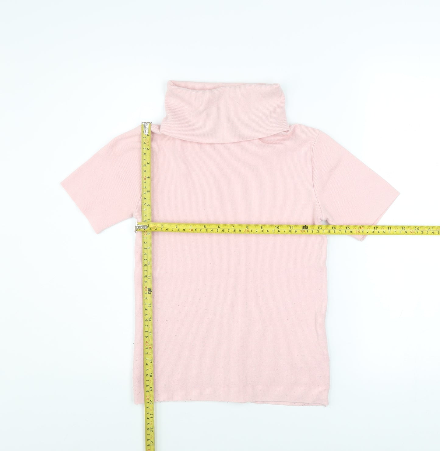 Pink Vanilla Women’s Pink Roll Neck Short Sleeve Jersey Top M/L