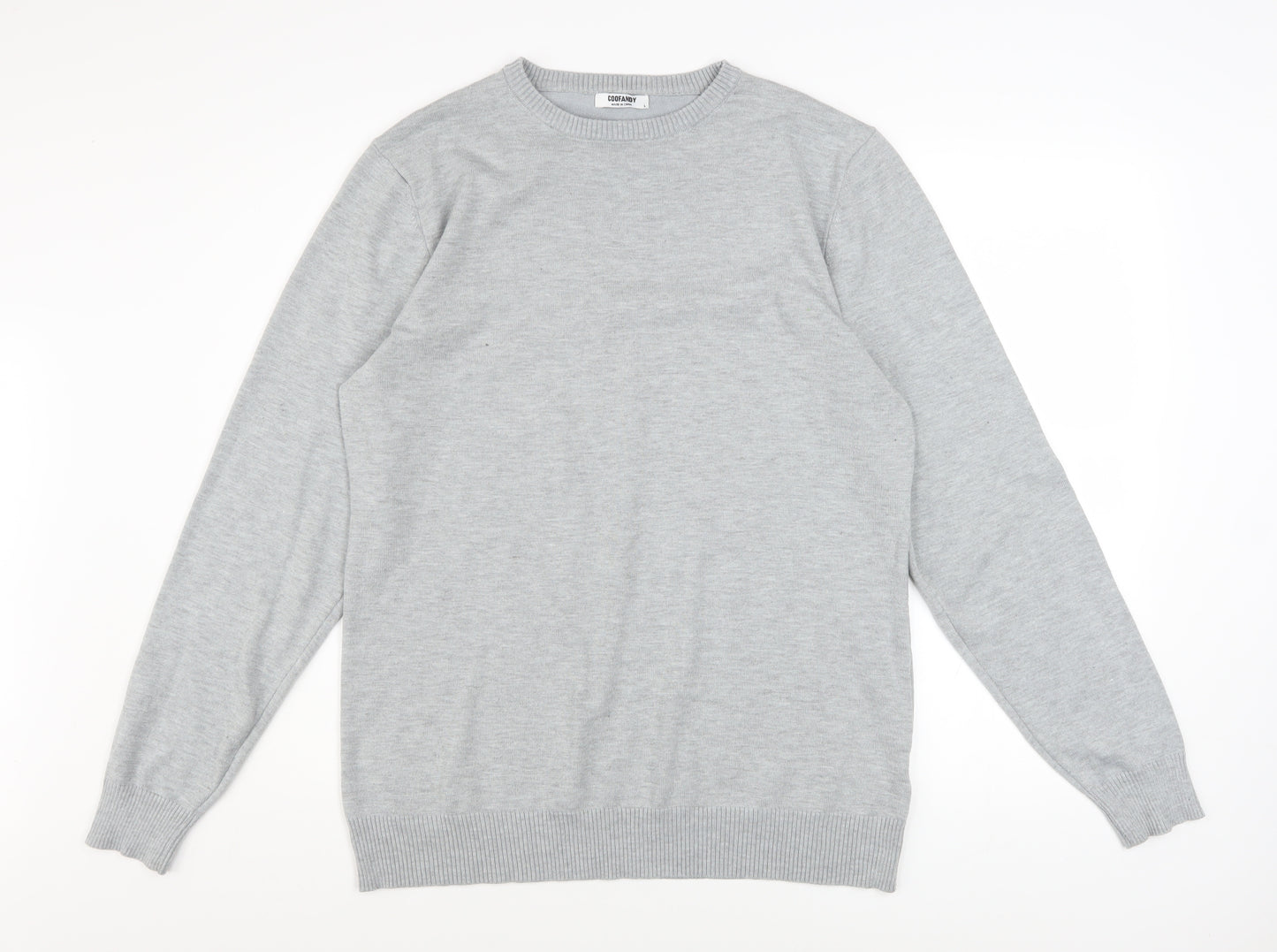 COOFANDY Men's Grey L Crew Neck Pullover Knit Jumper