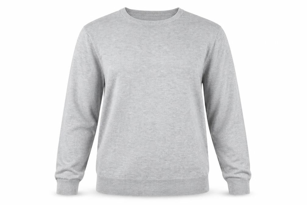 Front view of COOFANDY Men's Grey L Crew Neck Pullover Knit Jumper