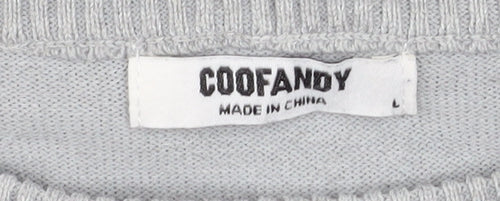 COOFANDY Men's Grey L Crew Neck Pullover Knit Jumper